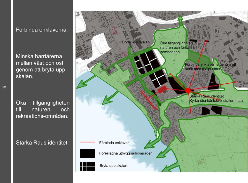 stråk med målpunkter 68 Öka tillgängligheten till naturen och rekreations-områden.