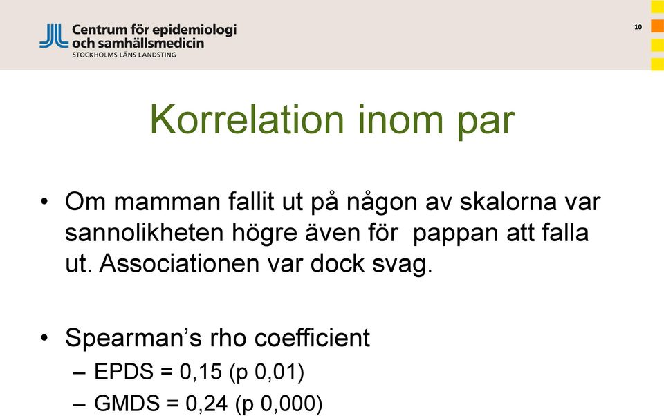 att falla ut. Associationen var dock svag.