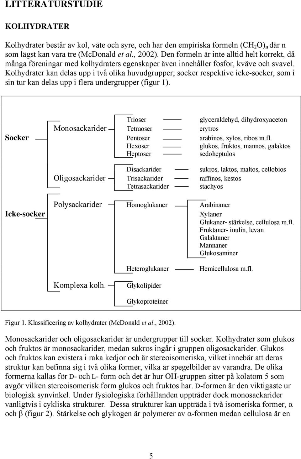 Kolhydrater kan delas upp i två olika huvudgrupper; socker respektive icke-socker, som i sin tur kan delas upp i flera undergrupper (figur 1).