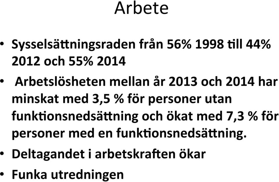 personer utan funk onsnedsä ning och ökat med 7,3 % för personer