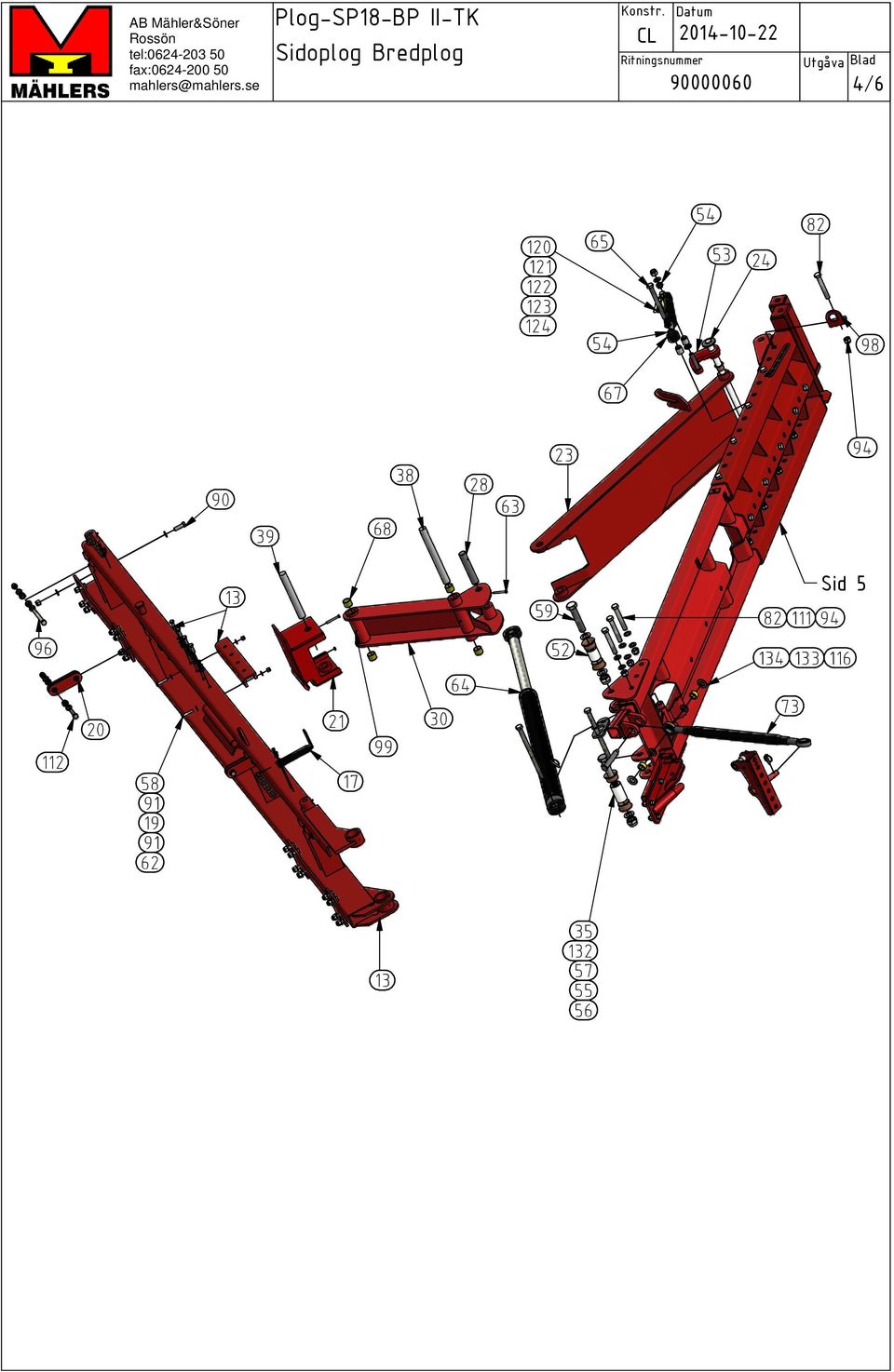 CL Datum Ritningsnummer 2014-10-22 Utgåva Blad 4 6 120 121 122 123 124 65 54 54 53