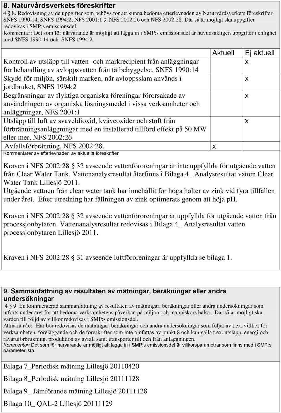 Där så är möjligt ska uppgifter redovisas i SMP:s emissionsdel.