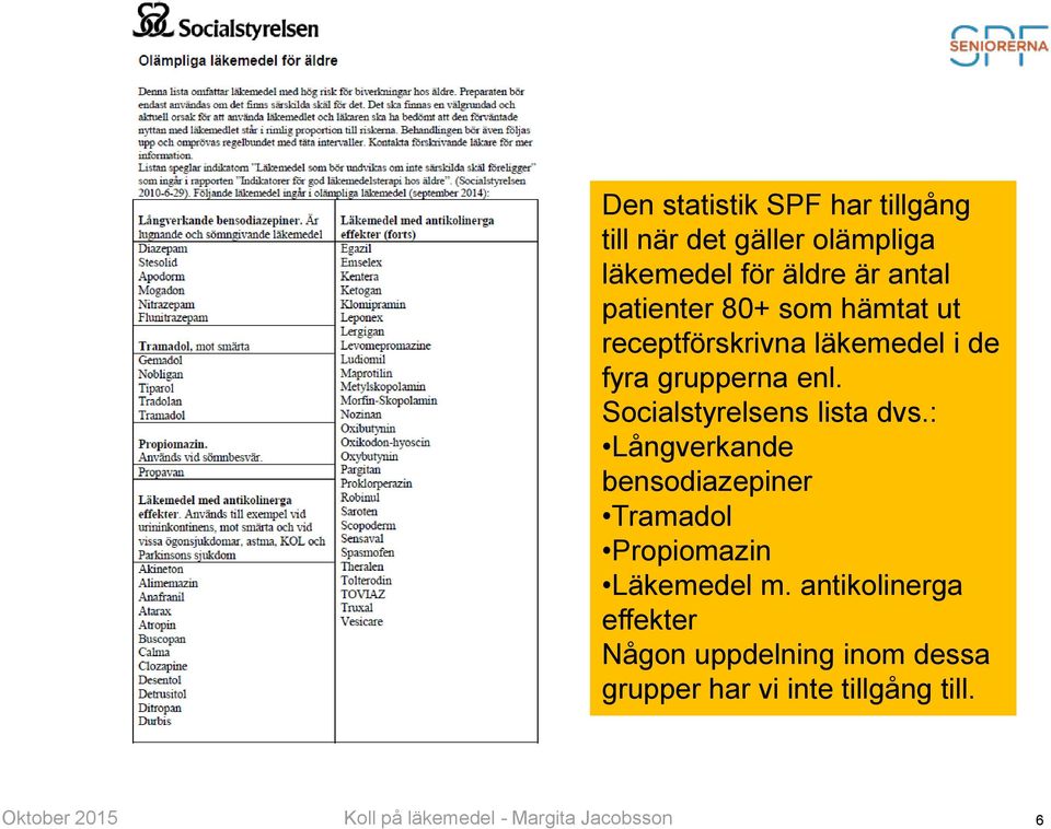 Socialstyrelsens lista dvs.: Långverkande bensodiazepiner Tramadol Propiomazin Läkemedel m.