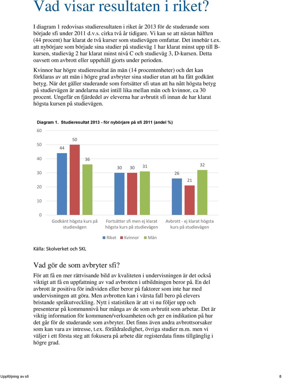 att nybörjare som började sina studier på studieväg 1 har klarat minst upp till B- kursen, studieväg 2 har klarat minst nivå C och studieväg 3, D-kursen.