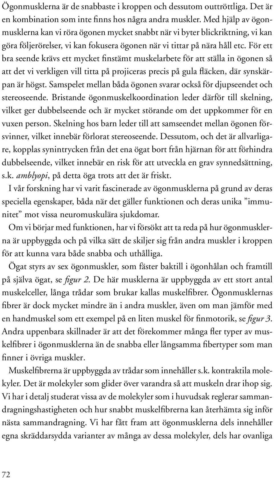 För ett bra seende krävs ett mycket finstämt muskelarbete för att ställa in ögonen så att det vi verkligen vill titta på projiceras precis på gula fläcken, där synskärpan är högst.