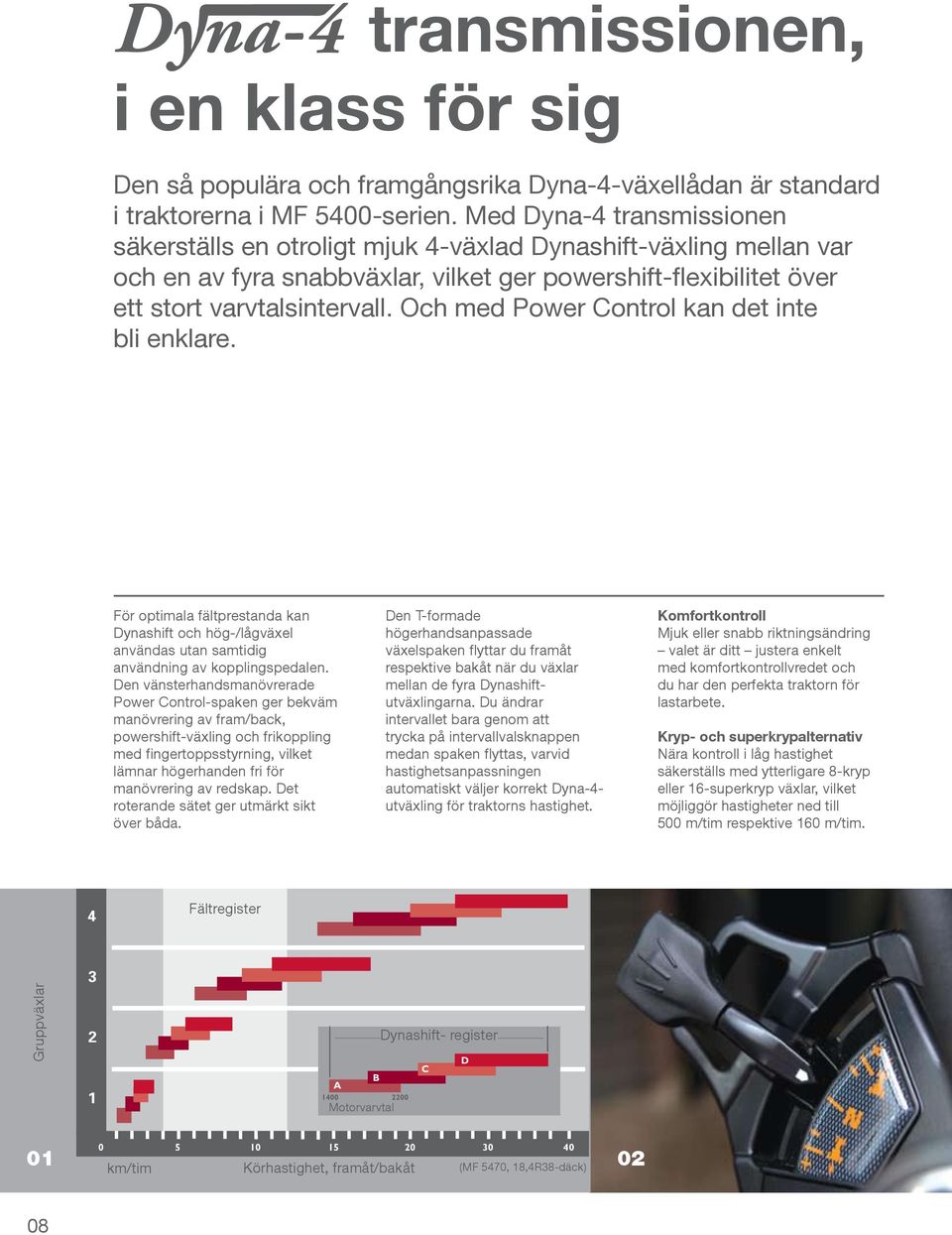 Och med Power Control kan det inte bli enklare. För optimala fältprestanda kan Dynashift och hög-/lågväxel användas utan samtidig användning av kopplingspedalen.