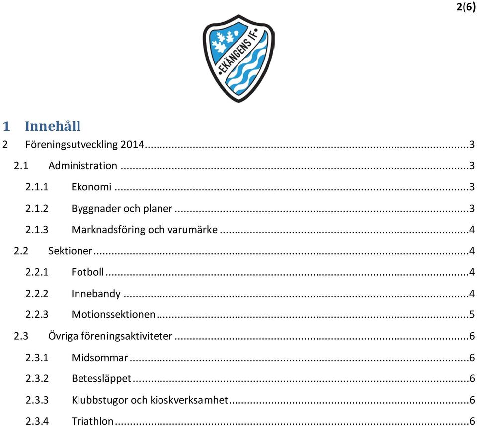 ..4 2.2.3 Motionssektionen...5 2.3 Övriga föreningsaktiviteter...6 2.3.1 Midsommar...6 2.3.2 Betessläppet.