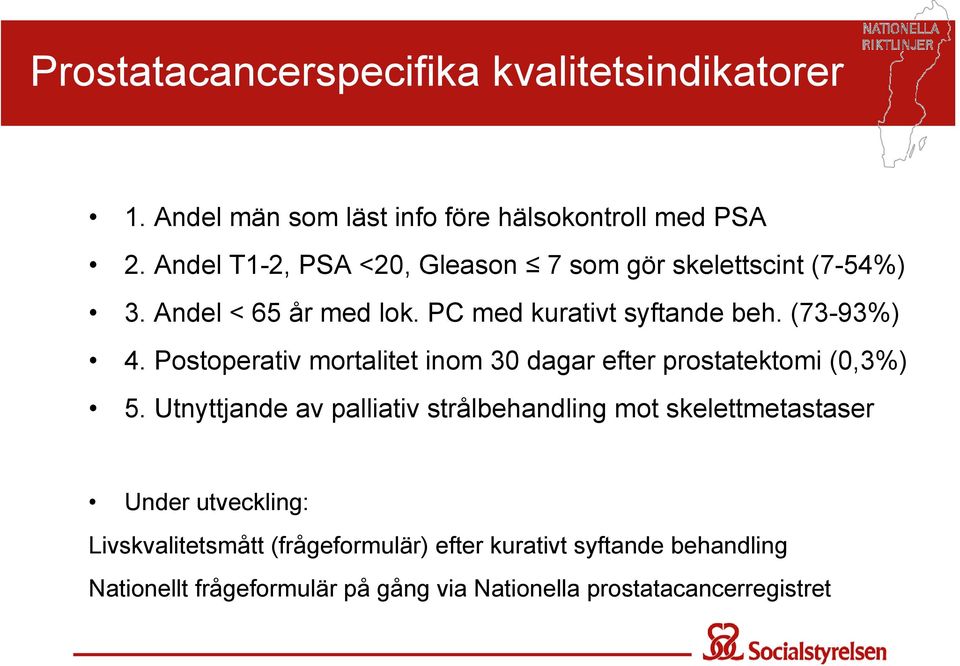 Postoperativ mortalitet inom 30 dagar efter prostatektomi (0,3%) 5.