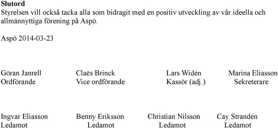 förening på Aspö.