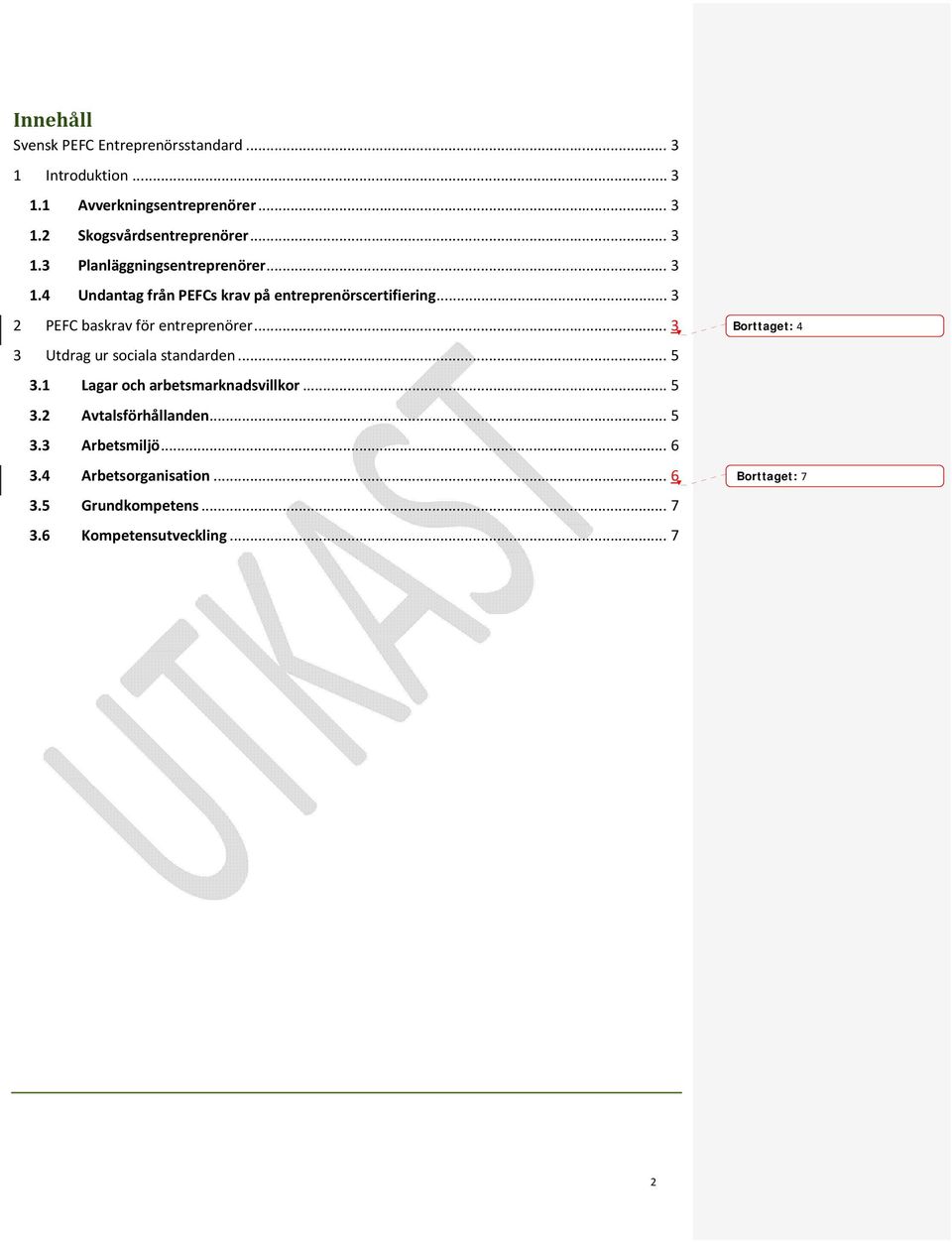 .. 3 2 PEFC baskrav för entreprenörer... 3 Borttaget: 4 3 Utdrag ur sociala standarden... 5 3.