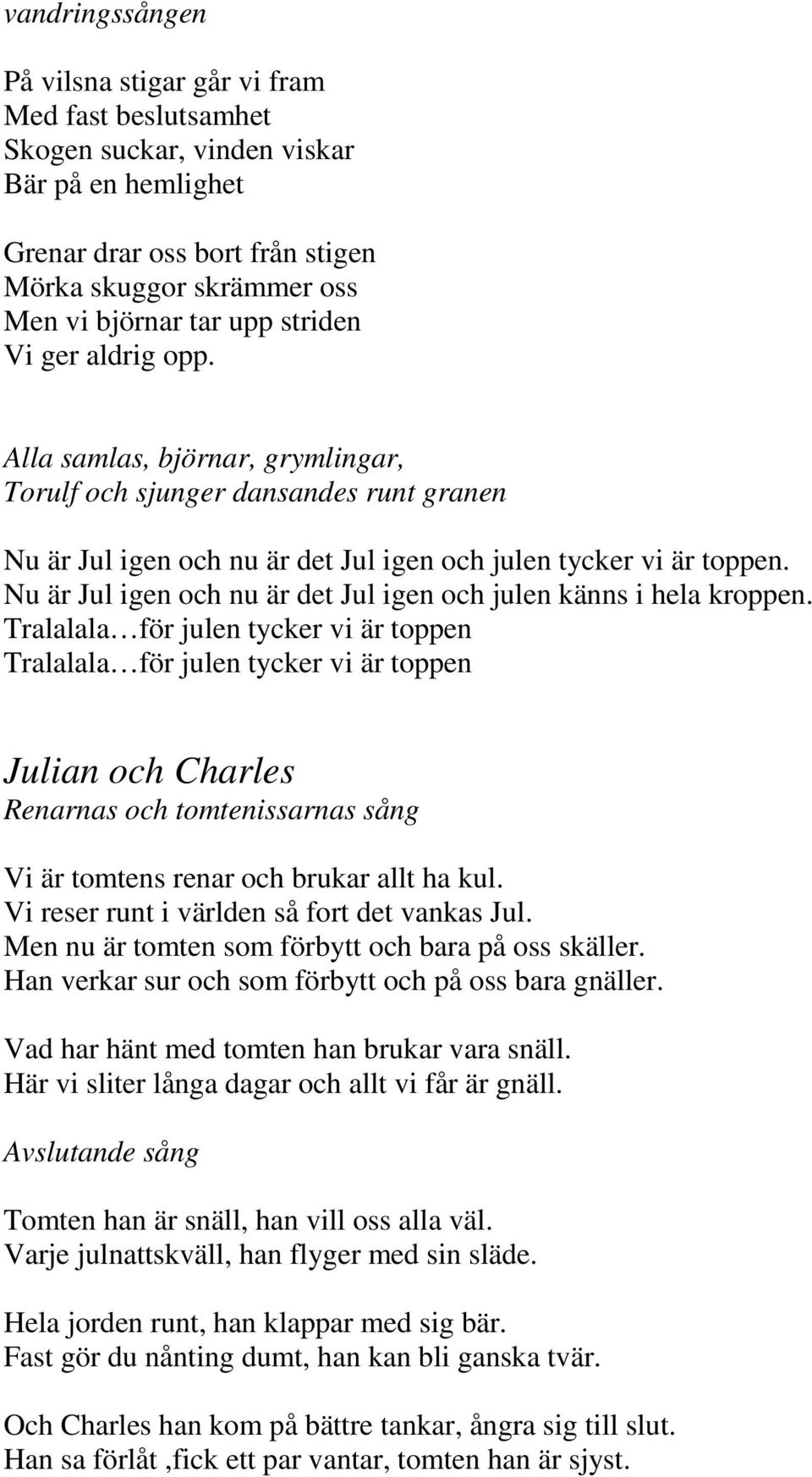 Nu är Jul igen och nu är det Jul igen och julen känns i hela kroppen.