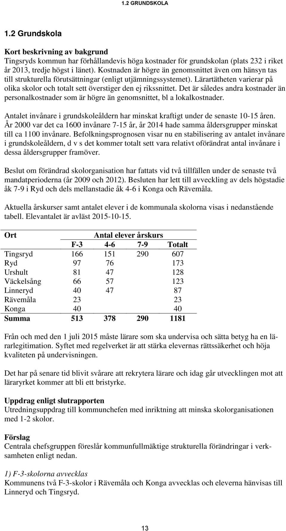 Lärartätheten varierar på olika skolor och totalt sett överstiger den ej rikssnittet. Det är således andra kostnader än personalkostnader som är högre än genomsnittet, bl a lokalkostnader.