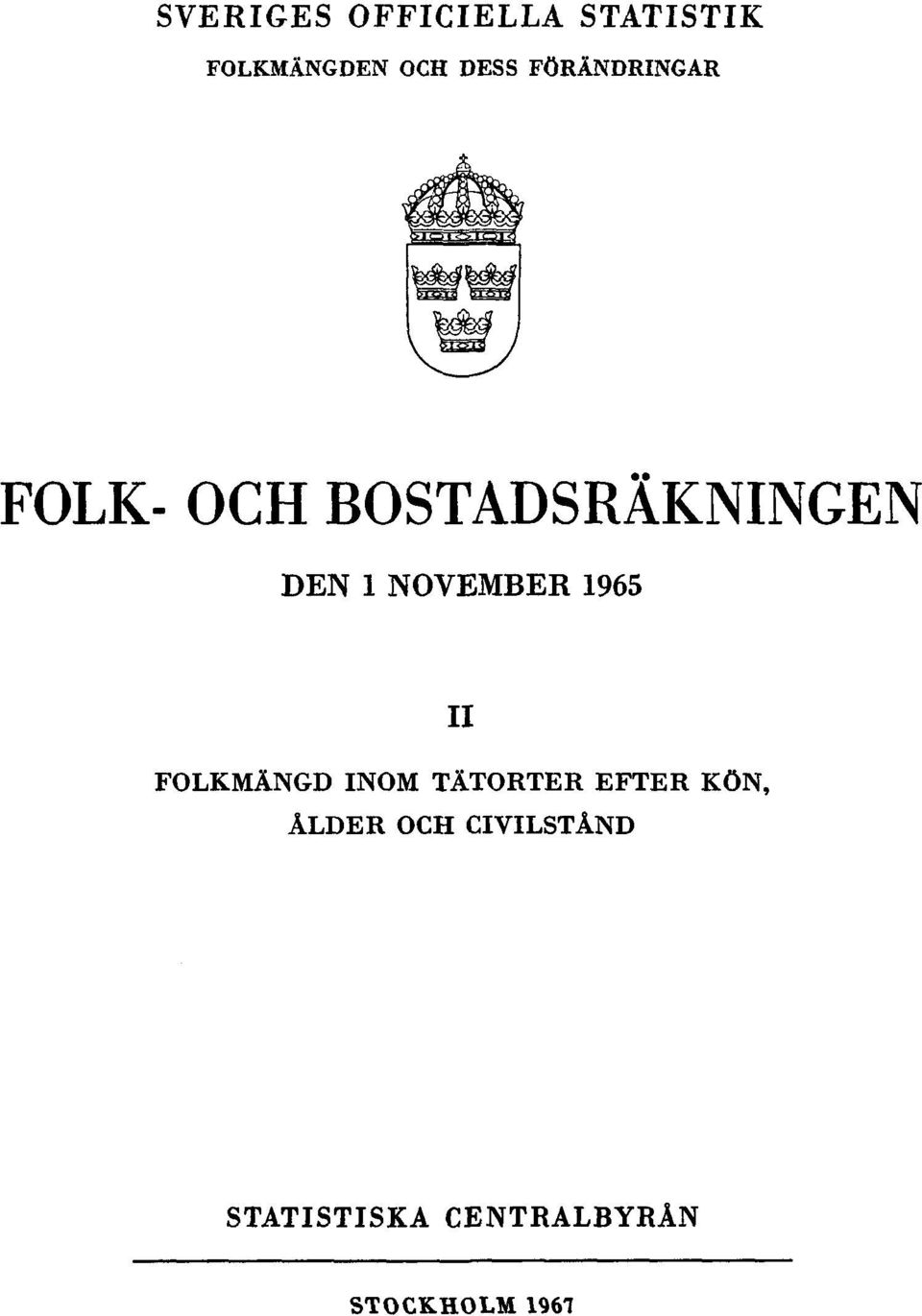 NOVEMBER 1965 II FOLKMÄNGD INOM TÄTORTER EFTER KÖN,
