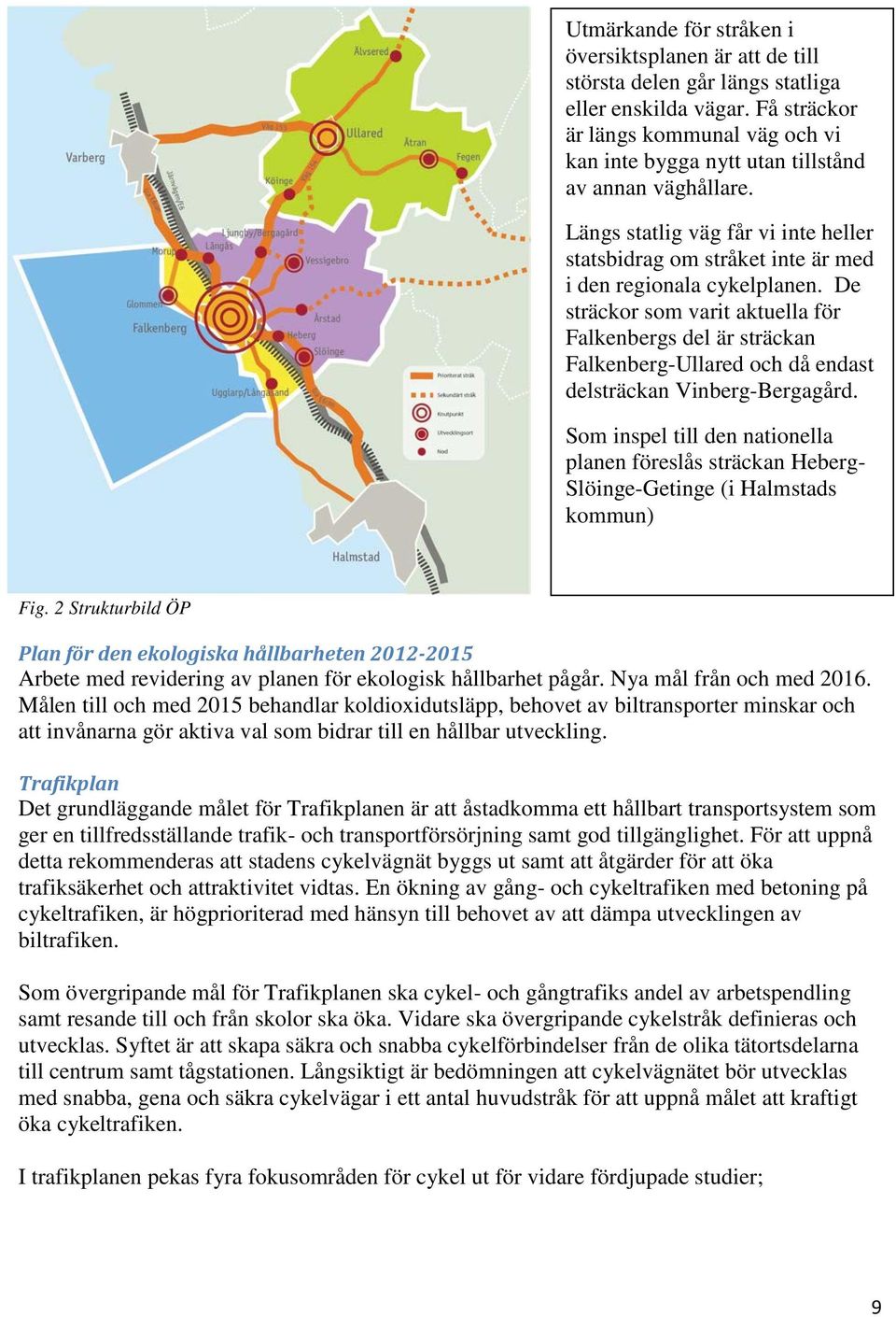 De sträckor som varit aktuella för Falkenbergs del är sträckan Falkenberg-Ullared och då endast delsträckan Vinberg-Bergagård.