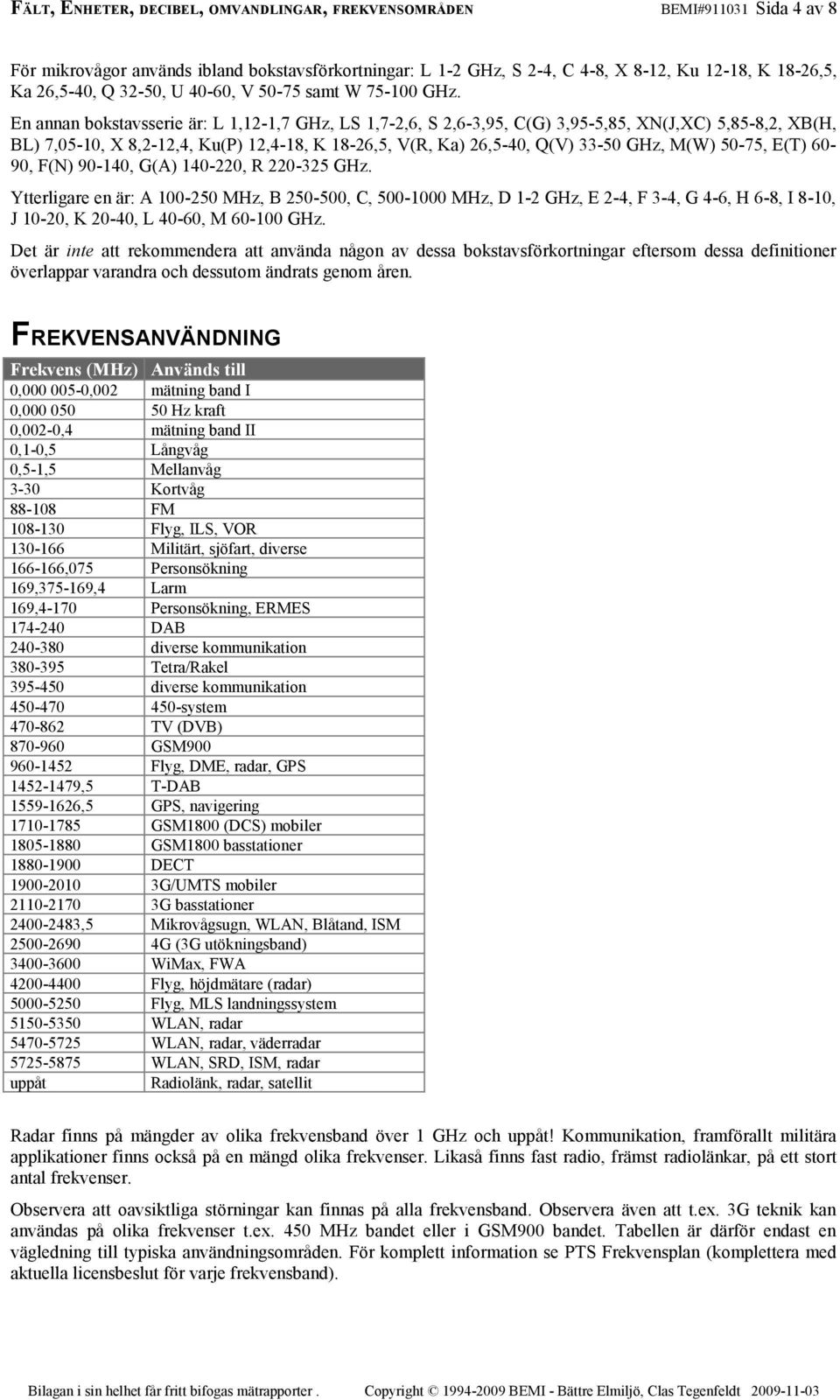 En annan bokstavsserie är: L 1,12-1,7 GHz, LS 1,7-2,6, S 2,6-3,95, C(G) 3,95-5,85, XN(J,XC) 5,85-8,2, XB(H, BL) 7,05-10, X 8,2-12,4, Ku(P) 12,4-18, K 18-26,5, V(R, Ka) 26,5-40, Q(V) 33-50 GHz, M(W)