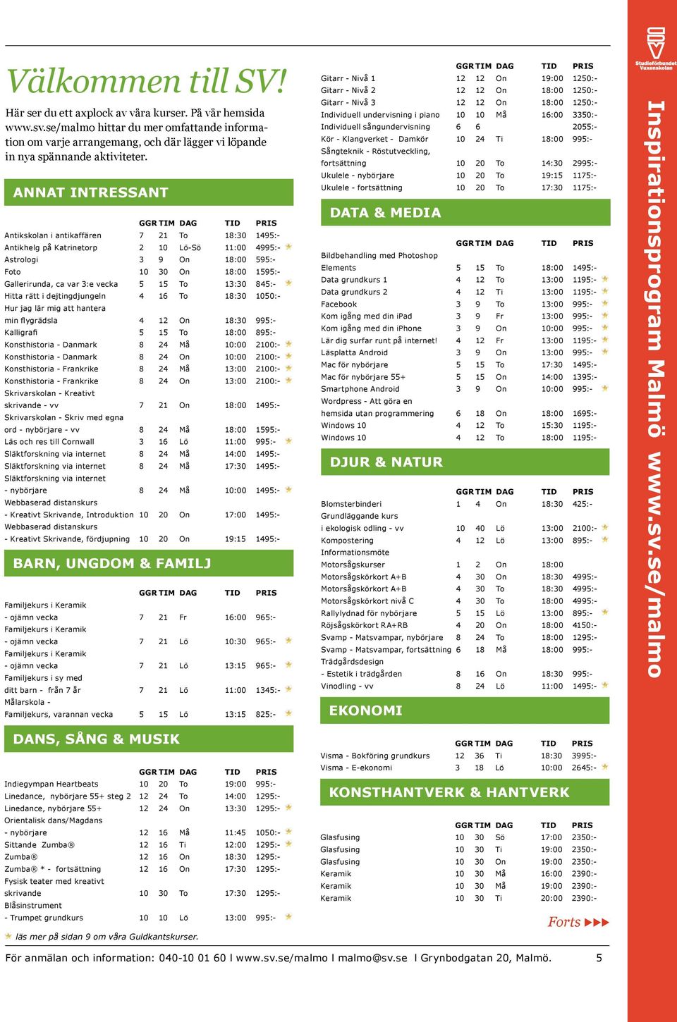 ANNAT INTRESSANT Antikskolan i antikaffären 7 21 To 18:30 1495:- Antikhelg på Katrinetorp 2 10 Lö-Sö 11:00 4995:- Astrologi 3 9 On 18:00 595:- Foto 10 30 On 18:00 1595:- Gallerirunda, ca var 3:e