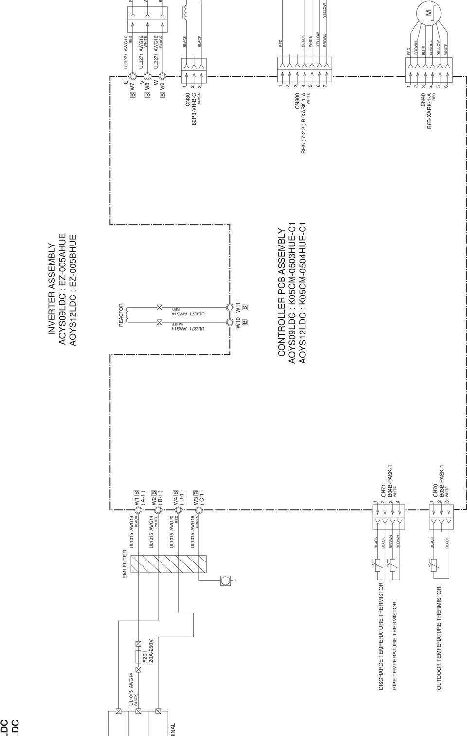 ) B-XASK--A WHITE CN0 BB-XARK--A RED W U V W8 W W9 UL AWG RED UL AWG WHITE UL AWG BLACK BLACK BLACK RED BLACK WHITE YELLOW BROWN YELLOW RED BROWN BLUE ORANGE YELLOW WHITE R W