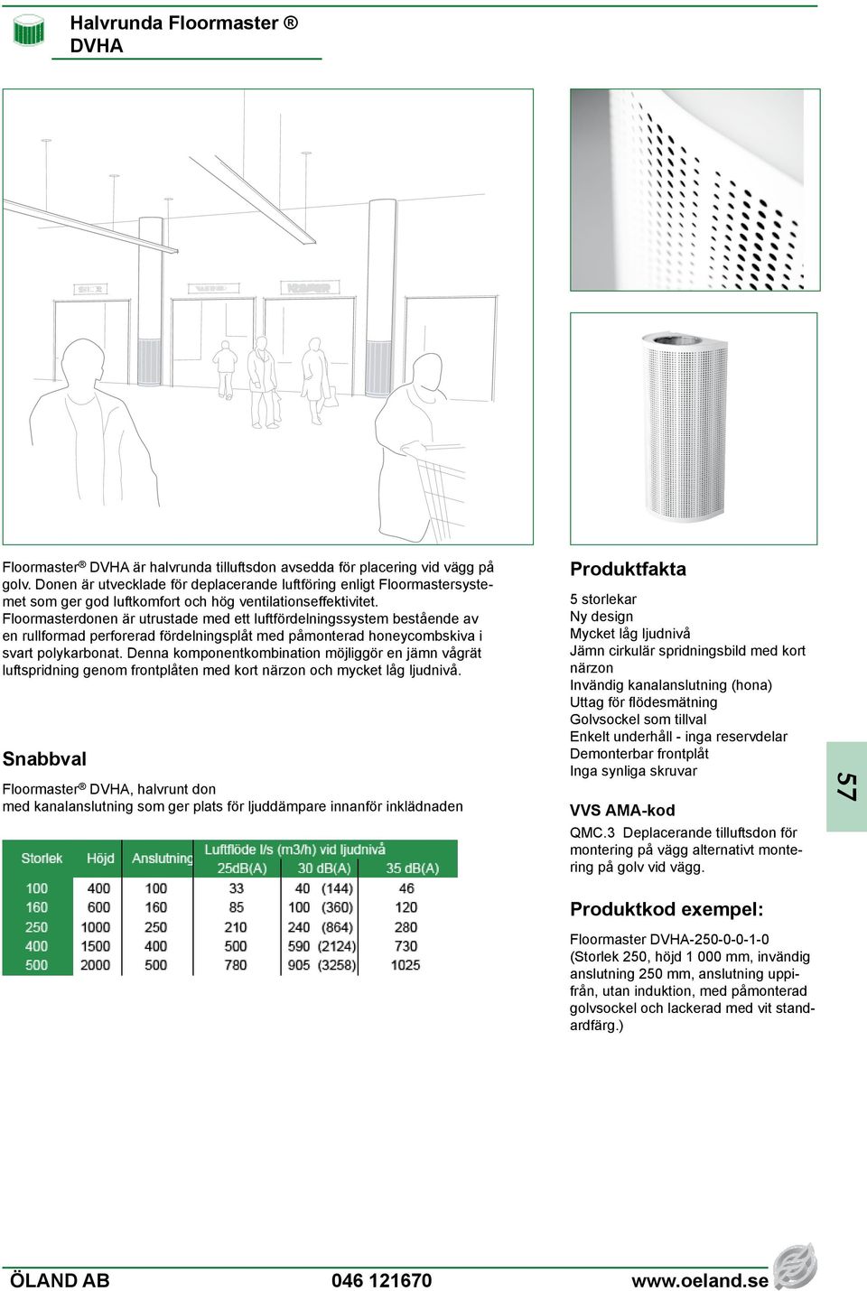 Floormasterdonen är utrustade med ett luftfördelningssystem bestående av en rullformad perforerad fördelningsplåt med påmonterad honeycombskiva i svart polykarbonat.