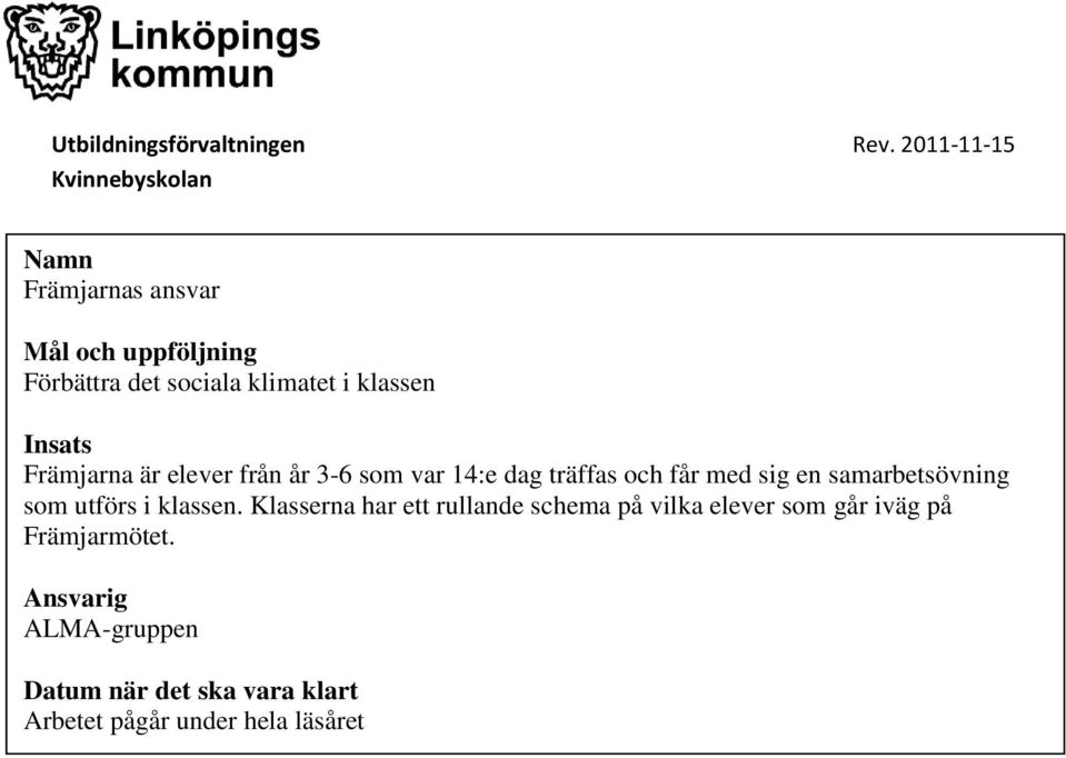 samarbetsövning som utförs i klassen.