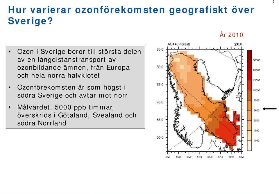 ozonbildande ämnen, från Europa och hela norra halvklotet Ozonförekomsten är som