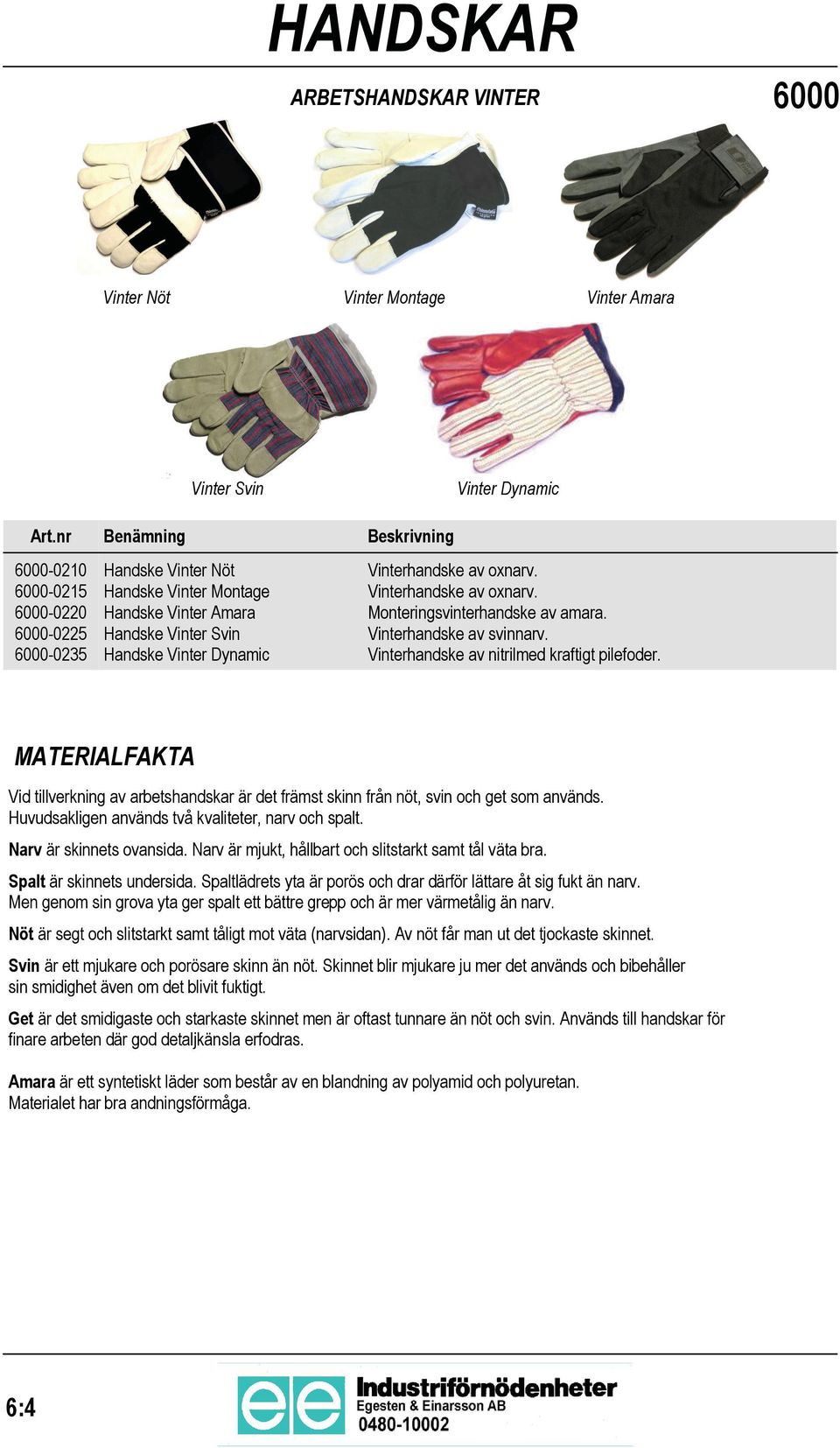 Vinterhandske av oxnarv. Monteringsvinterhandske av amara. Vinterhandske av svinnarv. Vinterhandske av nitrilmed kraftigt pilefoder.