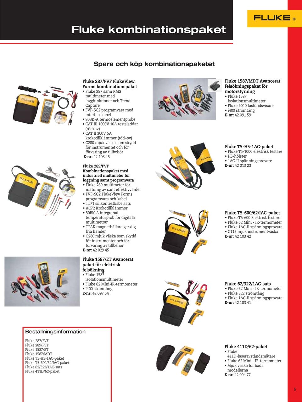 42 103 45 Fluke 289/FVF Kombinationspaket med industriell multimeter för loggning samt programvara Fluke 289 multimeter för mätning av sant effektivvärde FVF-SC2 FlukeView Forms programvara och kabel