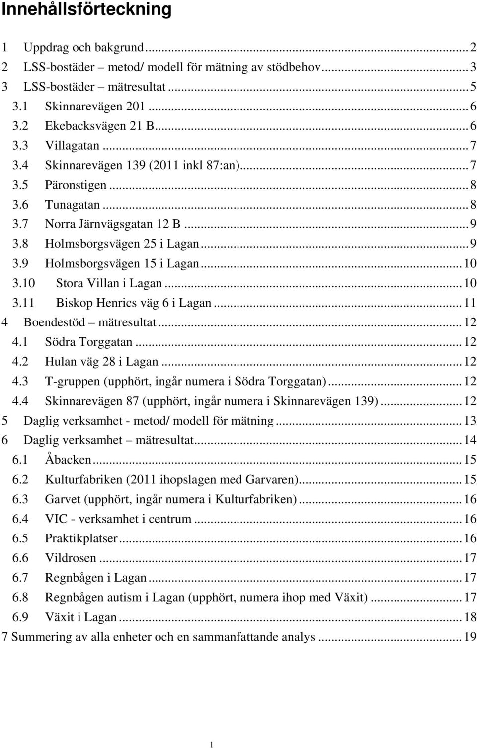 10 Stora Villan i Lagan...10 3.11 Biskop Henrics väg 6 i Lagan...11 4 Boendestöd mätresultat...12 4.1 Södra Torggatan...12 4.2 Hulan väg 28 i Lagan...12 4.3 T-gruppen (upphört, ingår numera i Södra Torggatan).