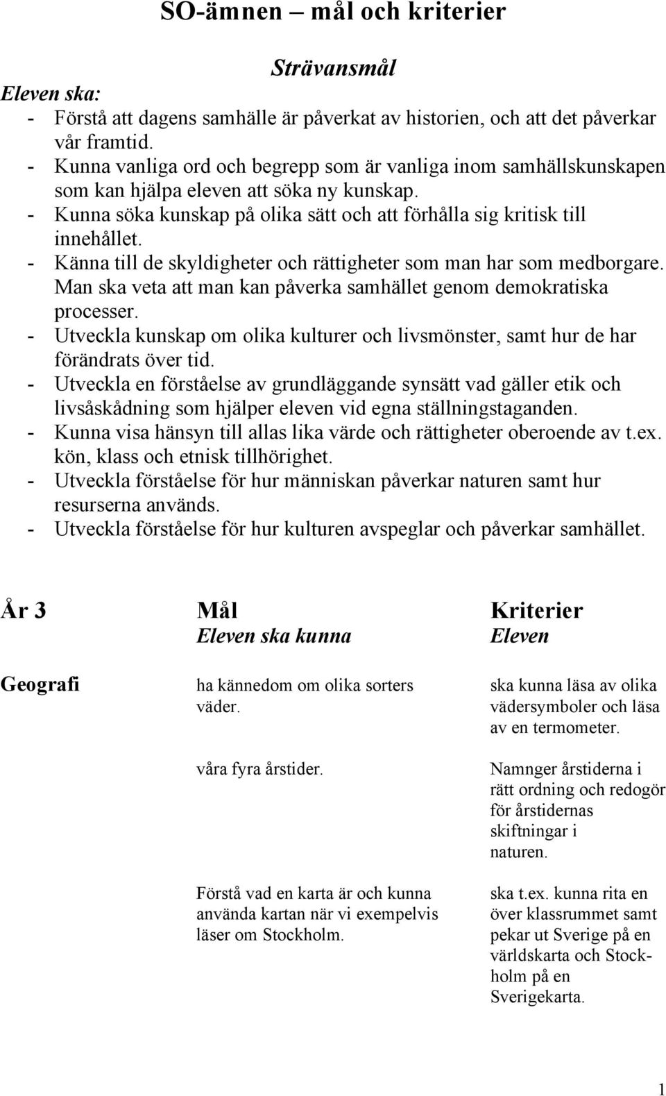 - Känna till de skyldigheter och rättigheter som man har som medborgare. Man ska veta att man kan påverka samhället genom demokratiska processer.