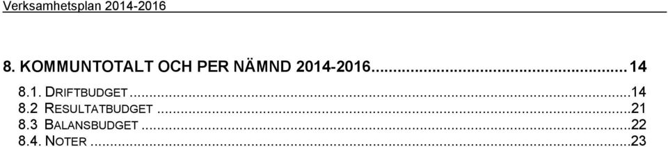 .. 14 8.1. DRIFTBUDGET...14 8.2 RESULTATBUDGET.