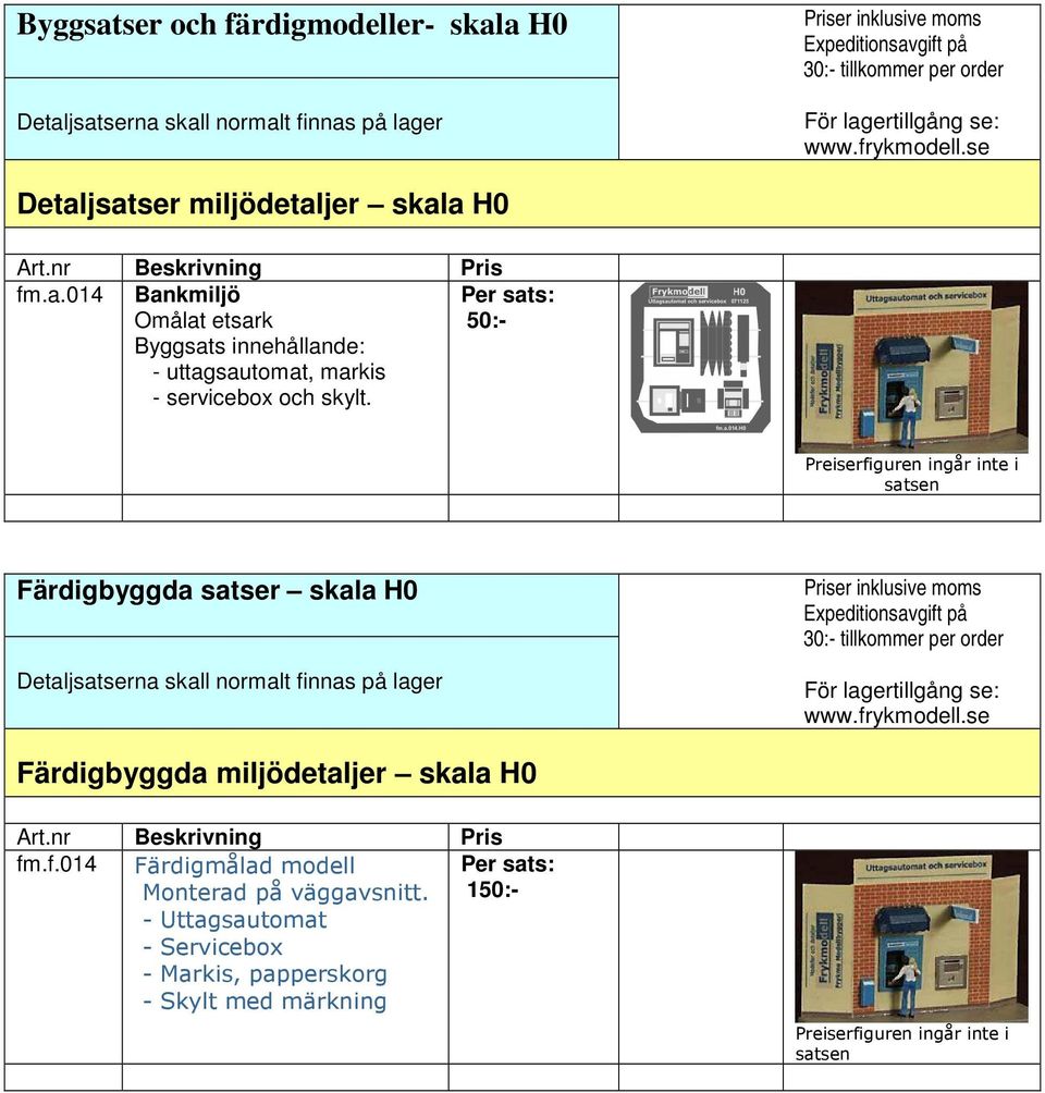 miljödetaljer skala H0 fm.f.014 Färdigmålad modell Monterad på väggavsnitt.