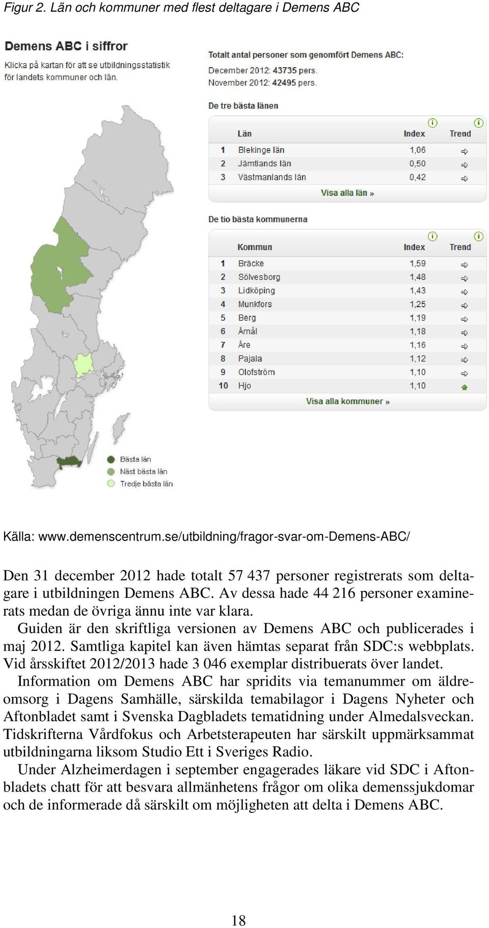 Av dessa hade 44 216 personer examinerats medan de övriga ännu inte var klara. Guiden är den skriftliga versionen av Demens ABC och publicerades i maj 2012.