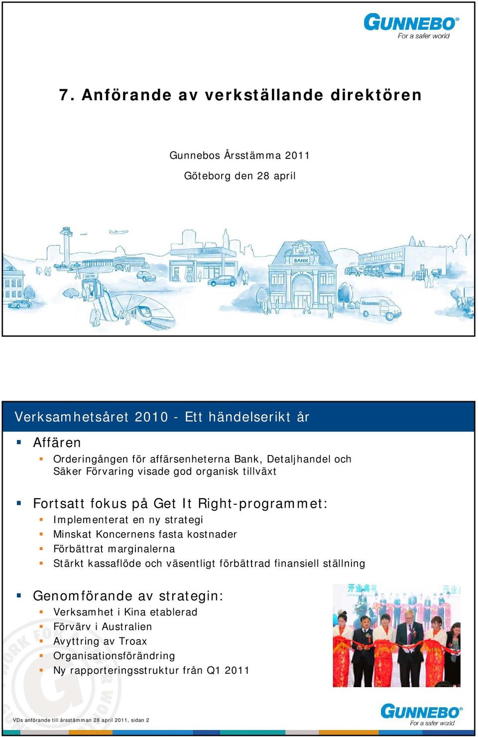 Minskat Koncernens fasta kostnader Förbättrat marginalerna Stärkt kassaflöde och väsentligt förbättrad finansiell ställning Genomförande av strategin: Verksamhet