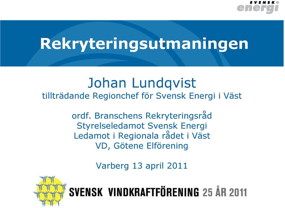 Branschens Rekryteringsråd Styrelseledamot Svensk Energi