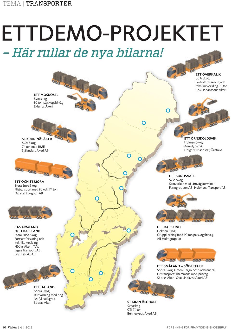 Nilsson AB, Örnfrakt ST-KRAN NÄSÅKER SCA Skog 74 ton med RME Själanders Åkeri AB ETT SUNDSVALL SCA Skog Samverkan med järnvägsterminal Fermgruppen AB, Hultmans Transport AB ETT OCH ST-MORA Stora Enso