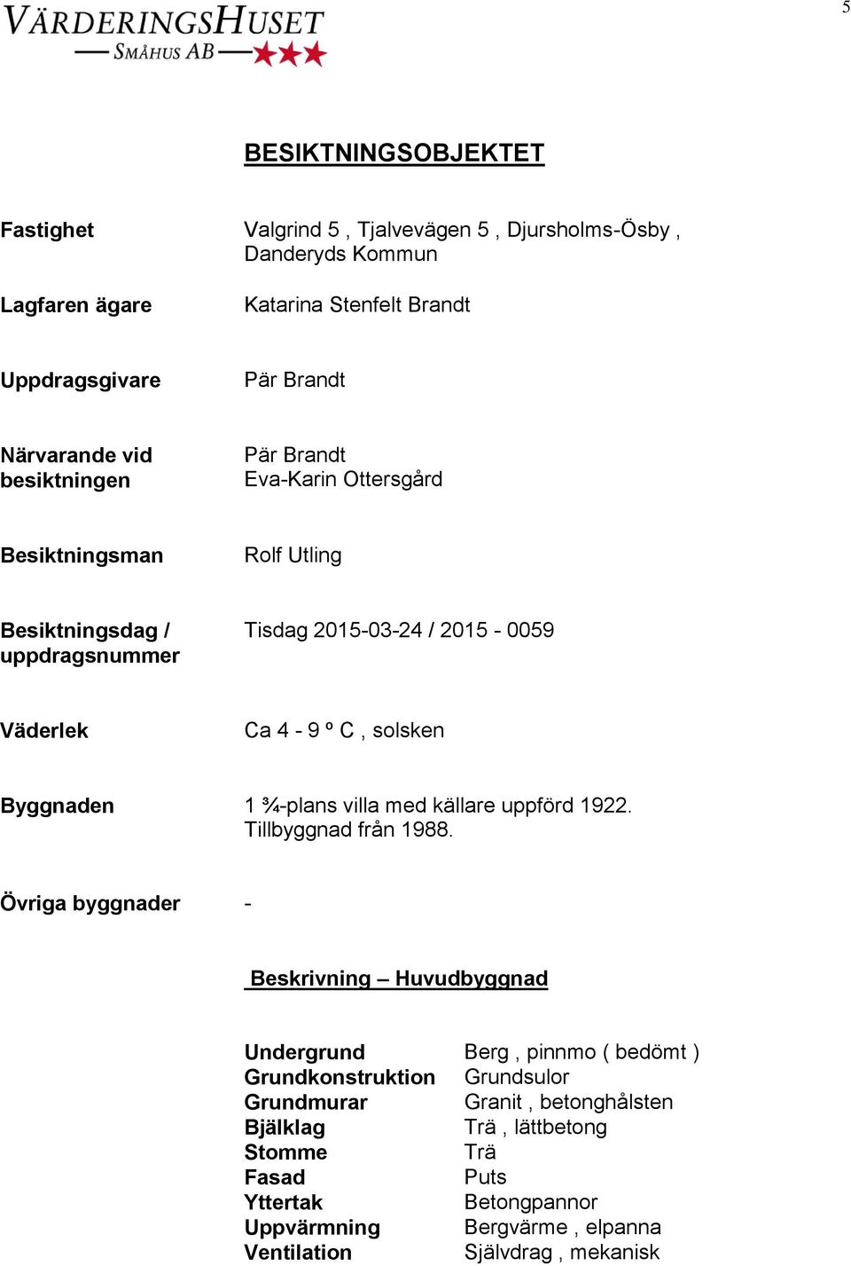 Byggnaden 1 ¾-plans villa med källare uppförd 1922. Tillbyggnad från 1988.