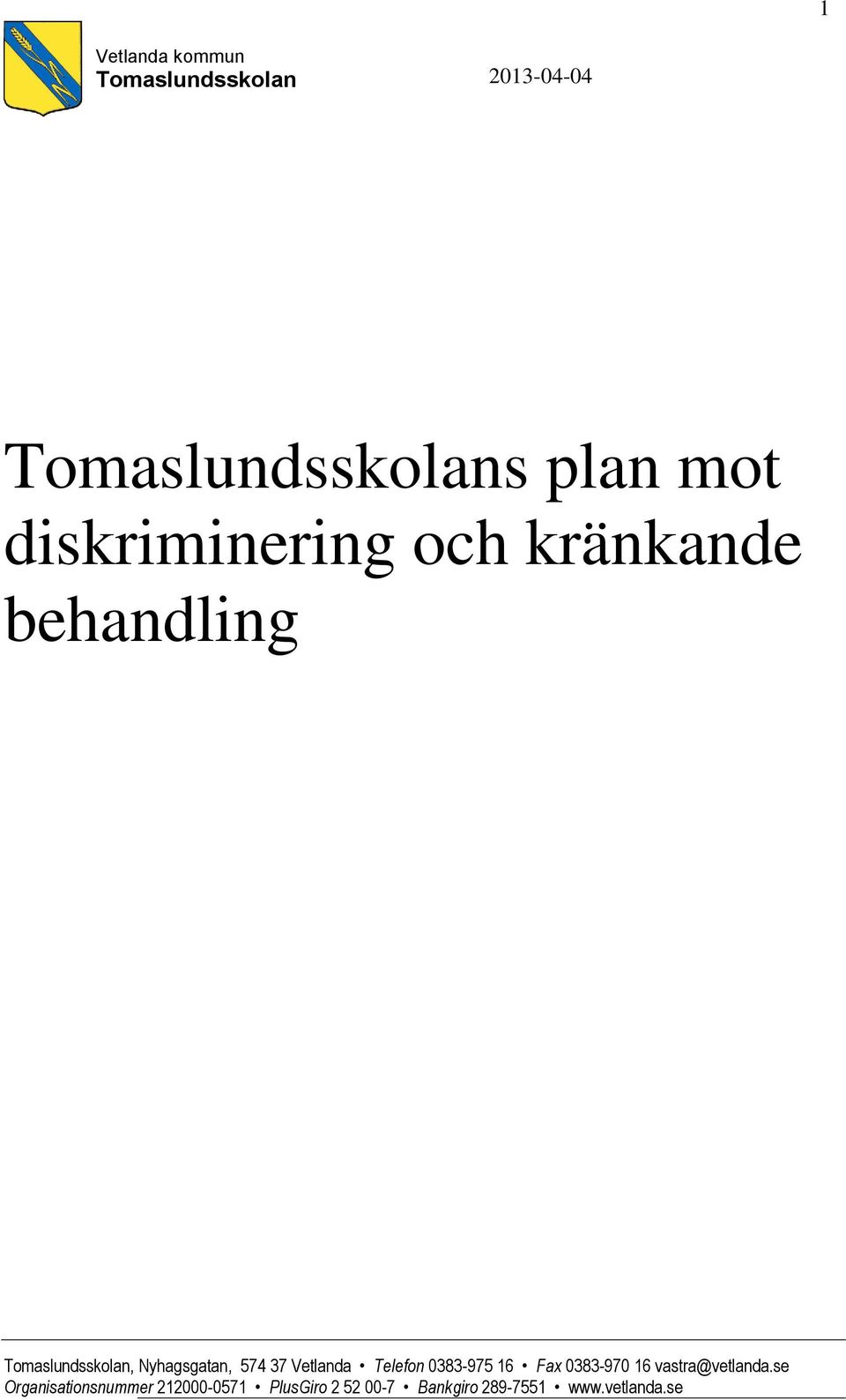 Tomaslundsskolans plan mot