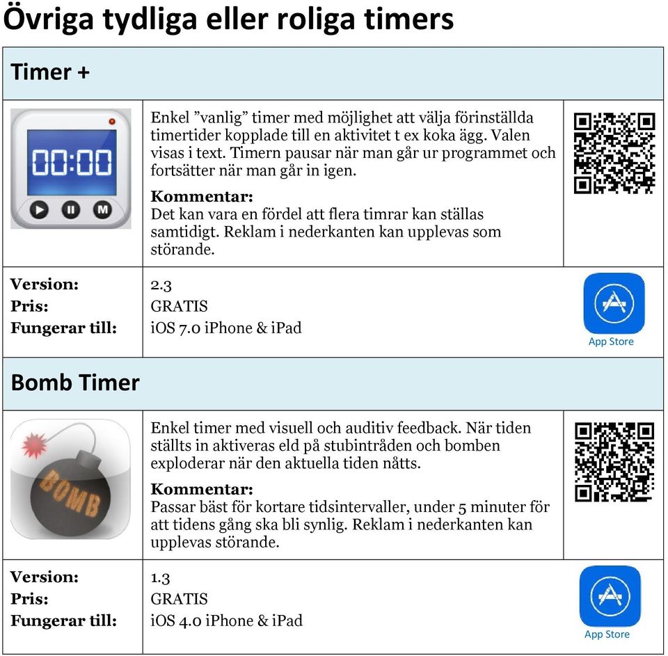 Reklam i nederkanten kan upplevas som störande. Bomb Timer 2.3 GRATIS ios 7.0 iphone & ipad Enkel timer med visuell och auditiv feedback.