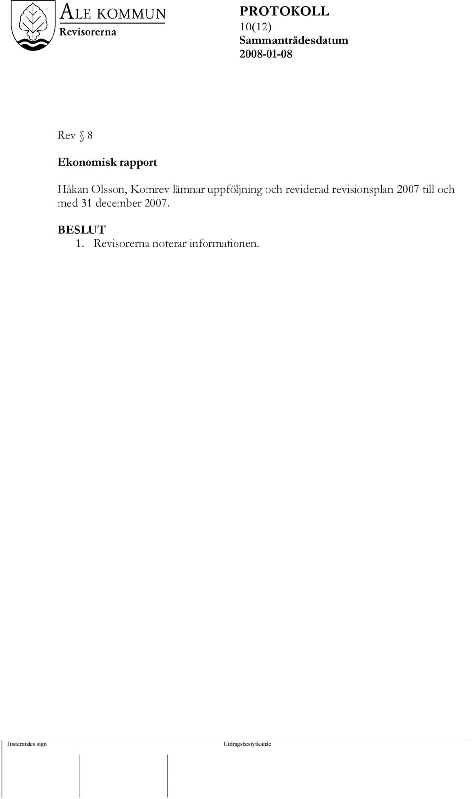 reviderad revisionsplan 2007 till och med 31