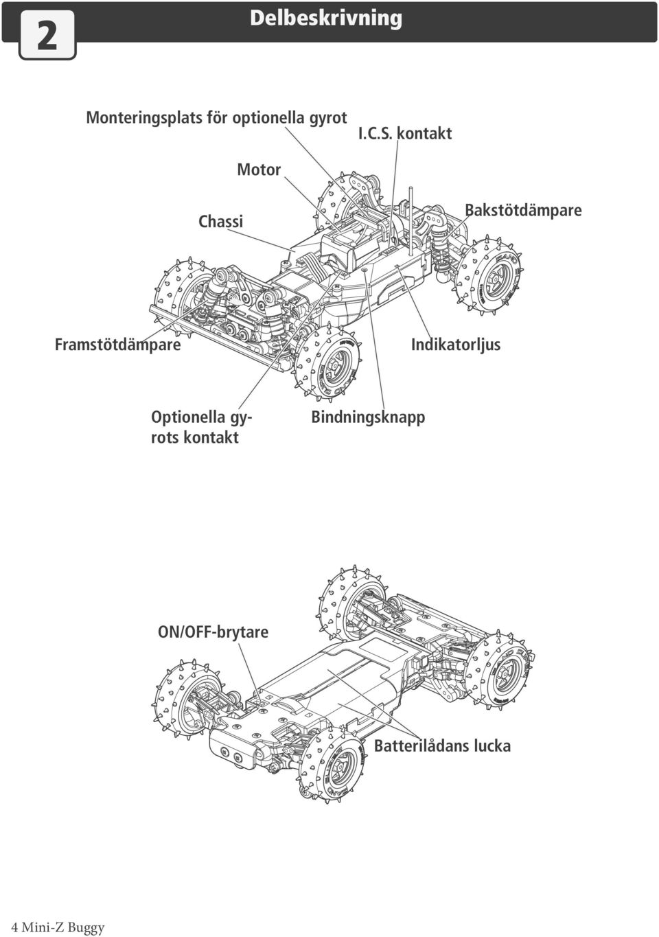 kontakt Motor Chassi Bakstötdämpare Framstötdämpare