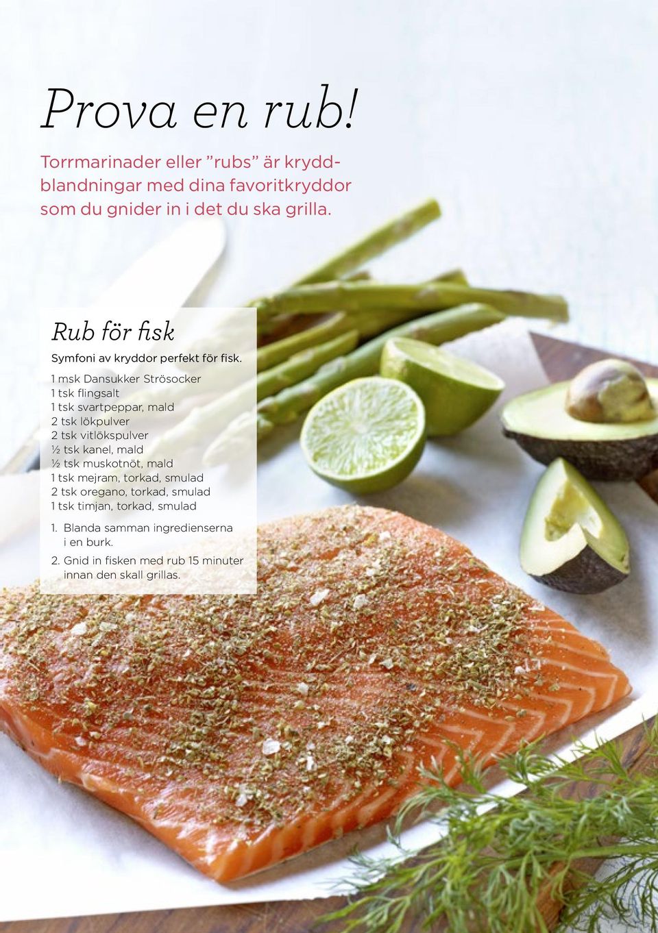 1 msk Dansukker Strösocker 1 tsk flingsalt 1 tsk svartpeppar, mald 2 tsk lökpulver 2 tsk vitlökspulver ½ tsk kanel, mald ½ tsk