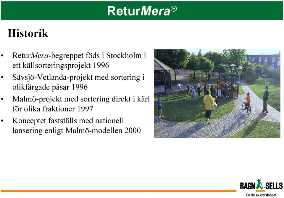 olikfärgade påsar 1996 Malmö-projekt med sortering direkt i kärl för