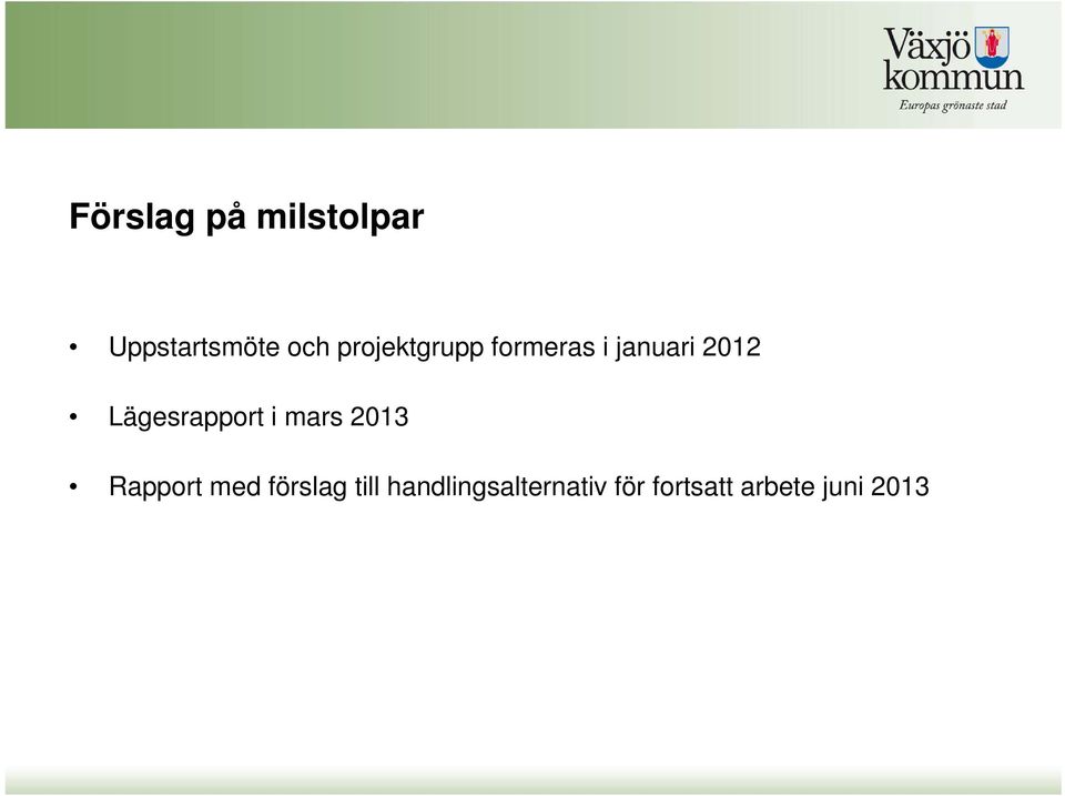 Lägesrapport i mars 2013 Rapport med