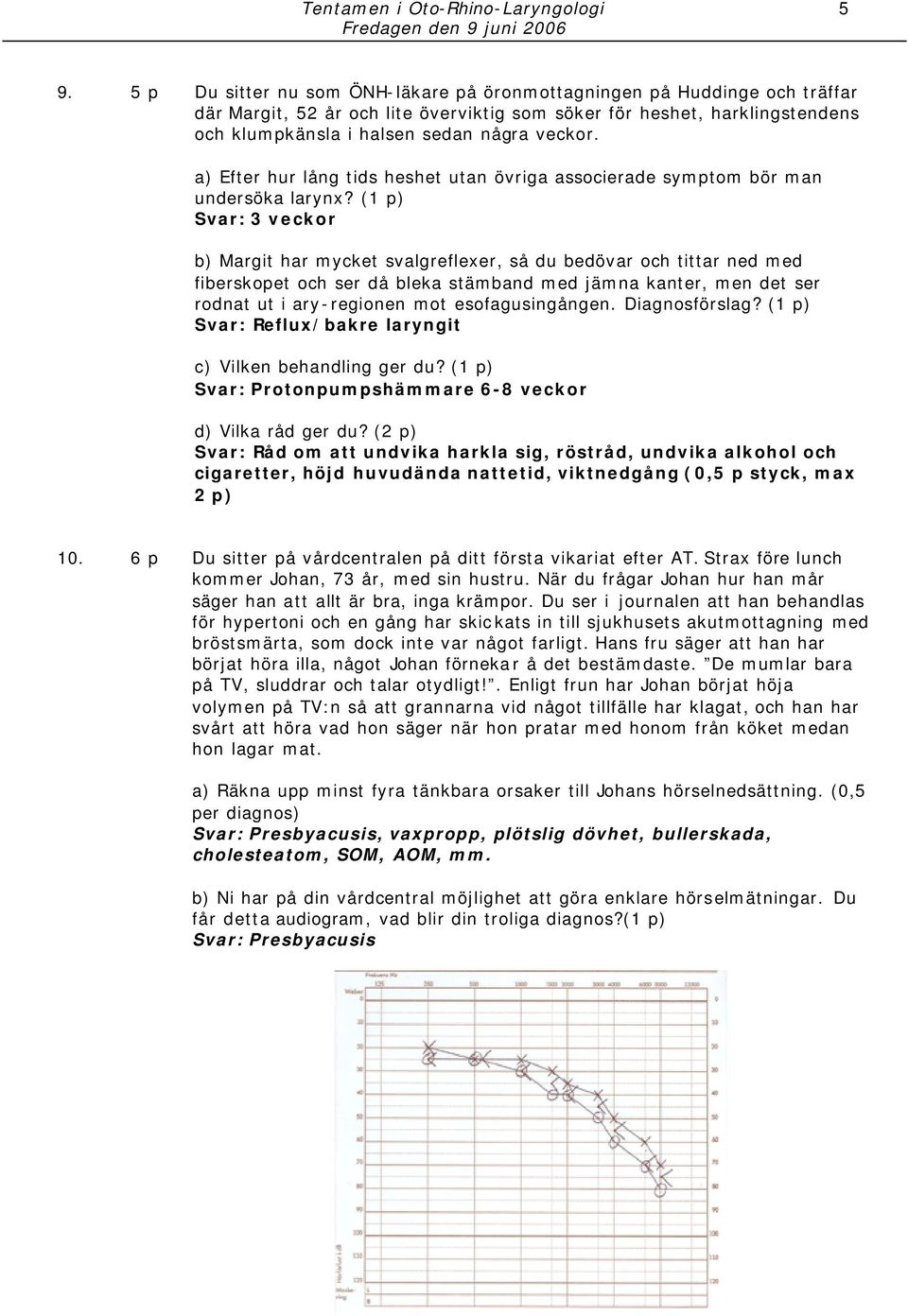 a) Efter hur lång tids heshet utan övriga associerade symptom bör man undersöka larynx?