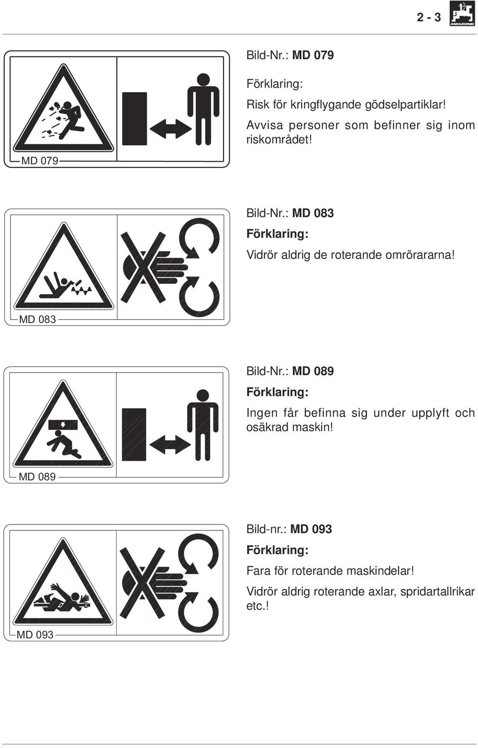 : MD 083 Förklaring: Vidrör aldrig de roterande omrörararna! MD 083 Bild-Nr.