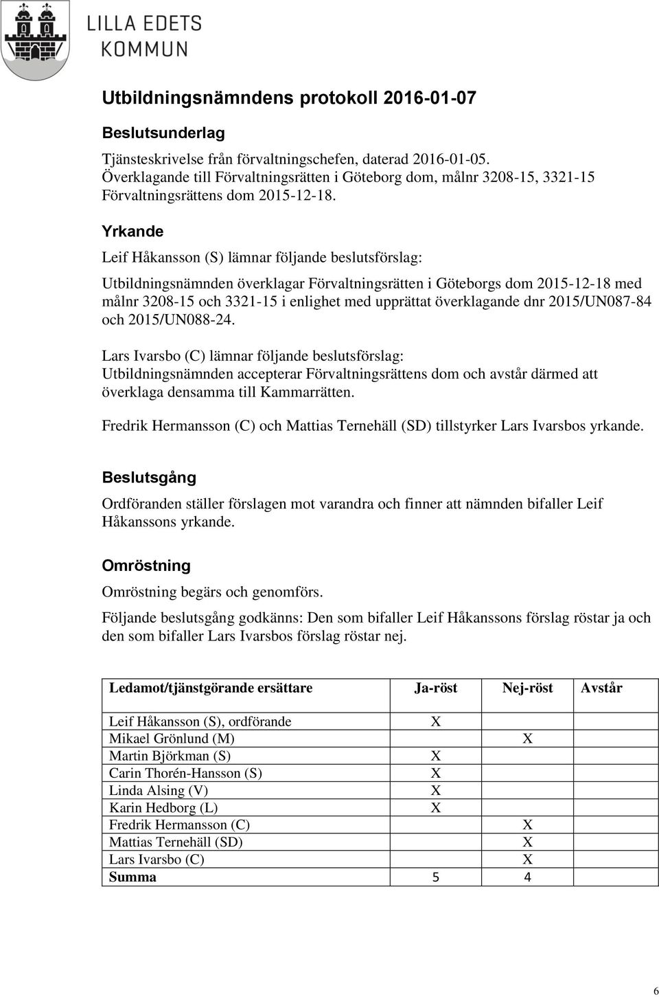 överklagande dnr 2015/UN087-84 och 2015/UN088-24.