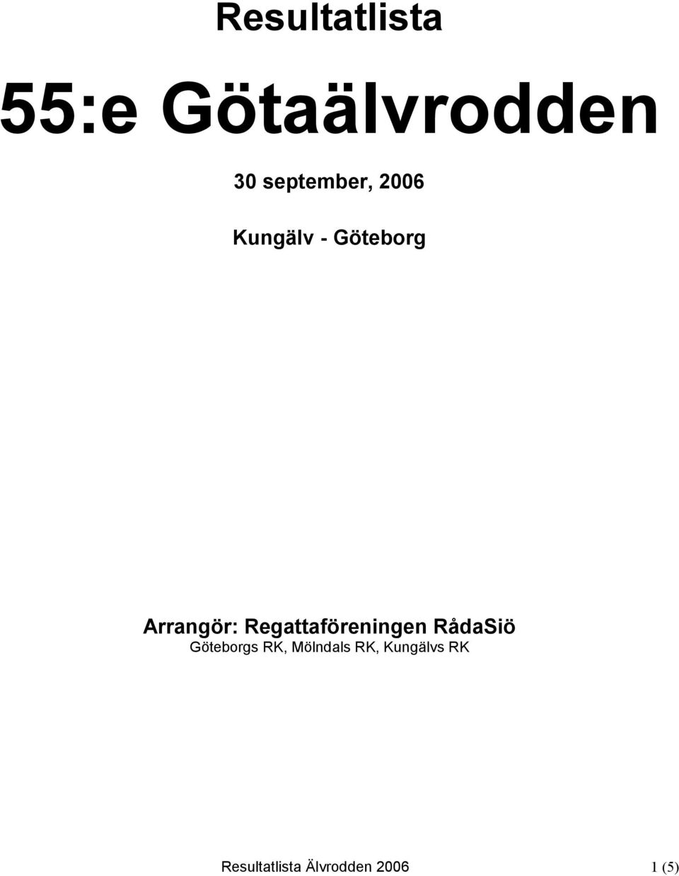 Regattaföreningen RådaSiö Göteborgs RK,