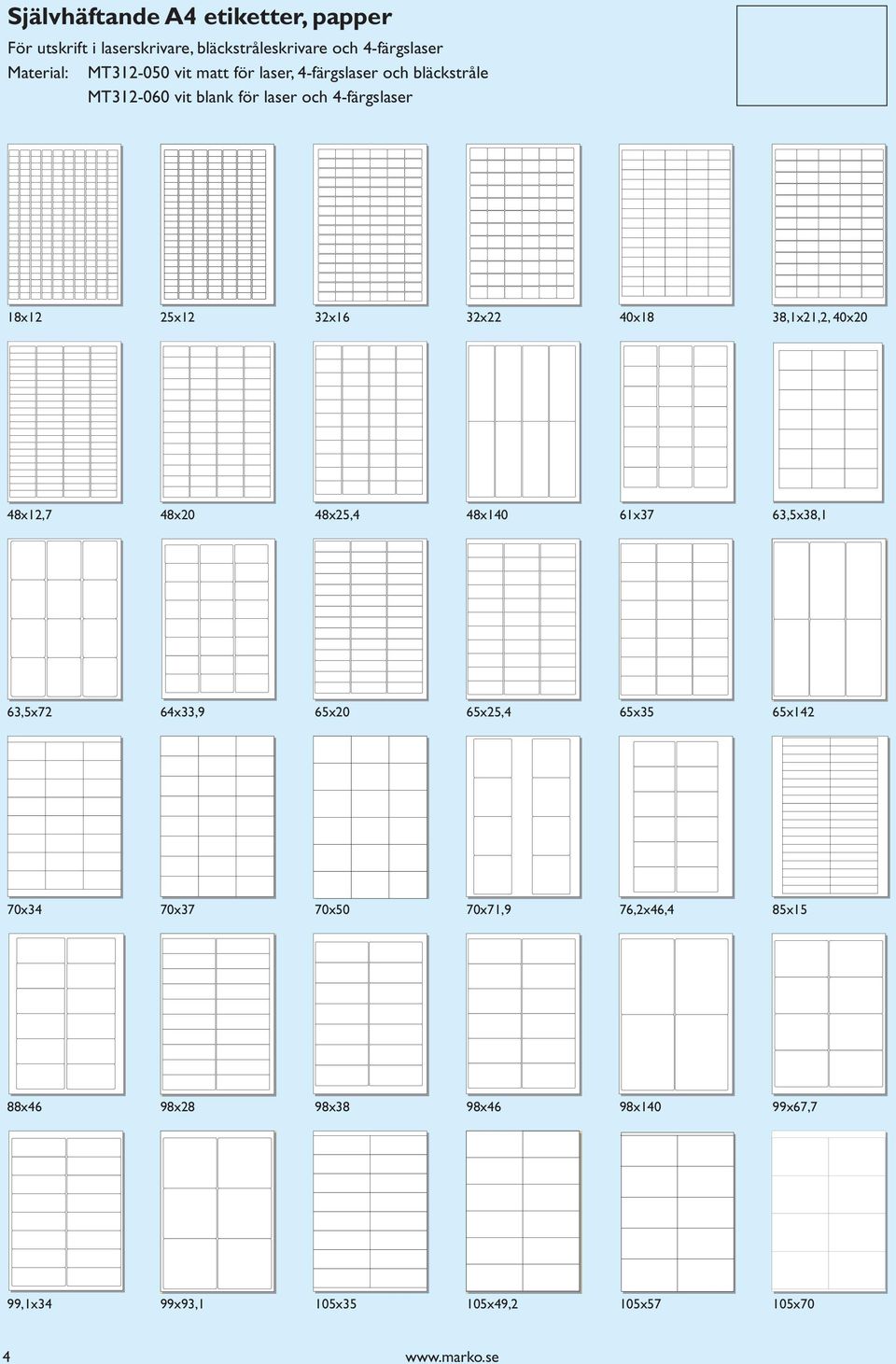 40x18 38,1x21,2, 40x20 48x12,7 48x20 48x25,4 48x140 61x37 63,5x38,1 63,5x72 64x33,9 65x20 65x25,4 65x35 65x142 70x34 70x37