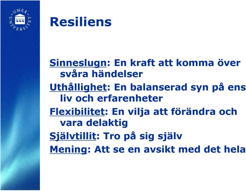 erfarenheter Flexibilitet: En vilja att förändra och vara