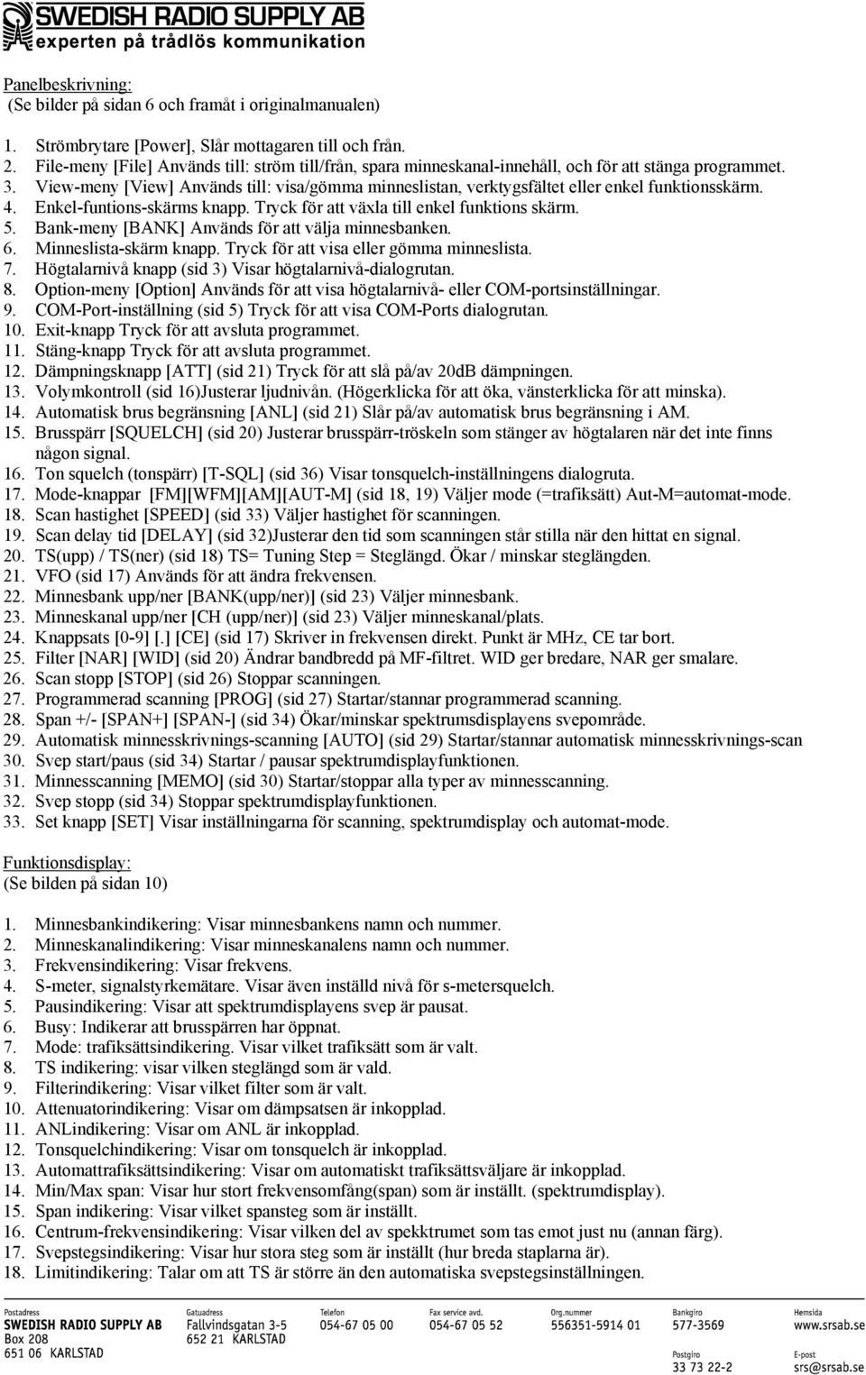 View-meny [View] Används till: visa/gömma minneslistan, verktygsfältet eller enkel funktionsskärm. 4. Enkel-funtions-skärms knapp. Tryck för att växla till enkel funktions skärm. 5.