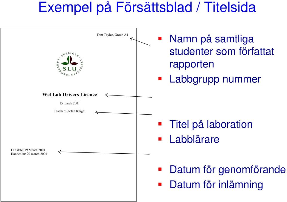 Labbgrupp nummer Titel på laboration